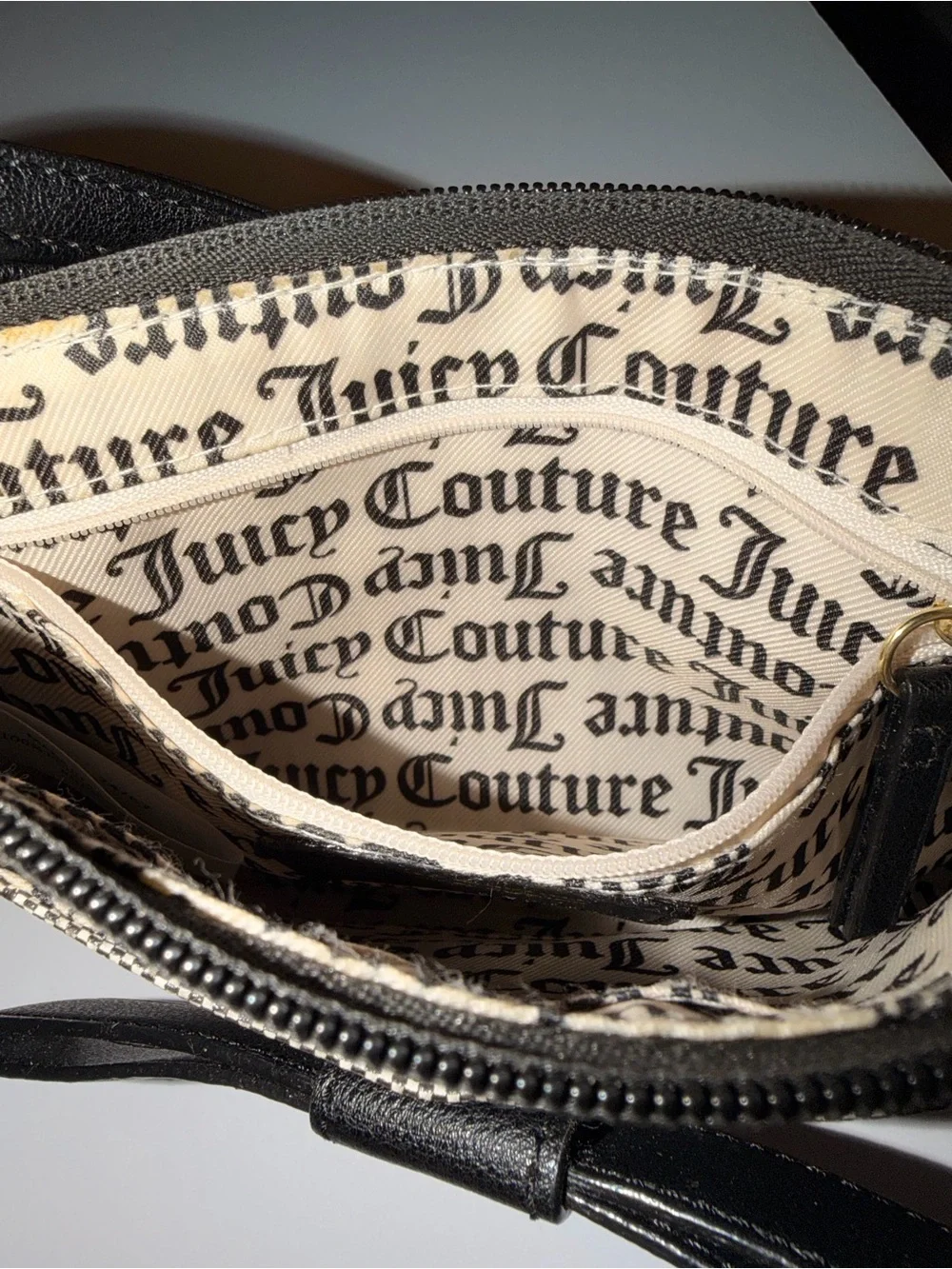Juicy Couture Black and Gold Logo Shoulder Bag